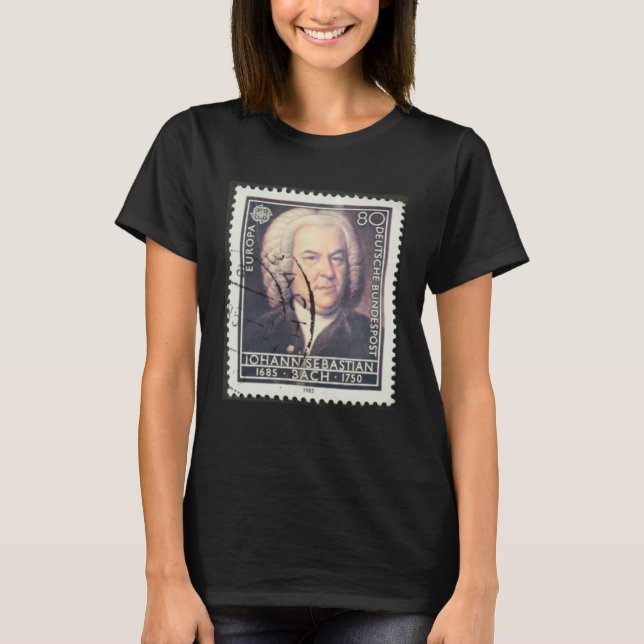 Johann Sebastian Bach Vintage Postal Stamp T-Shirt (Front)