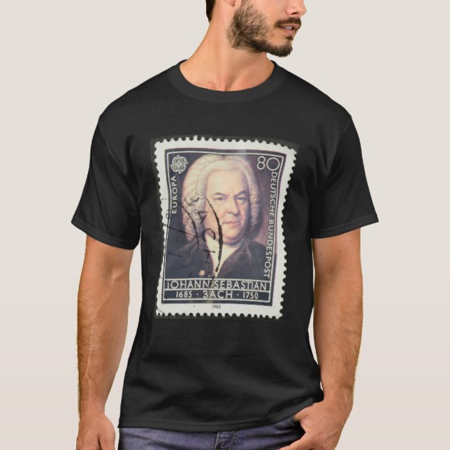 Johann Sebastian Bach Vintage Postal Stamp T-Shirt (Front)