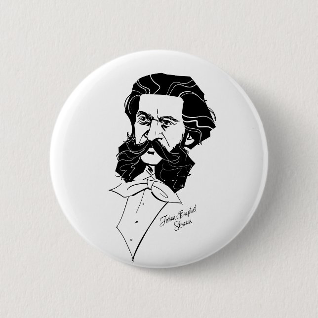 Johann Strauss Jr. 6 Cm Round Badge (Front)