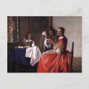 Johannes Vermeer - A Lady and Two Gentlemen Postcard