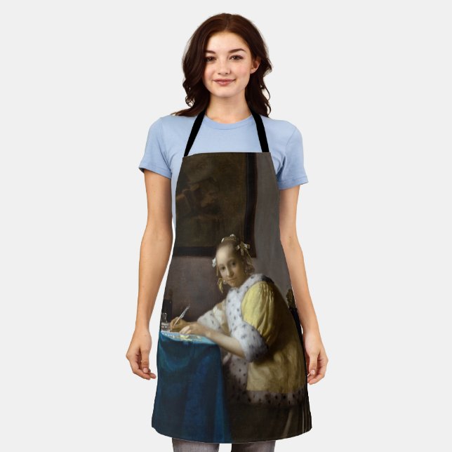 Johannes Vermeer - A Lady writing a Letter Apron (Worn)