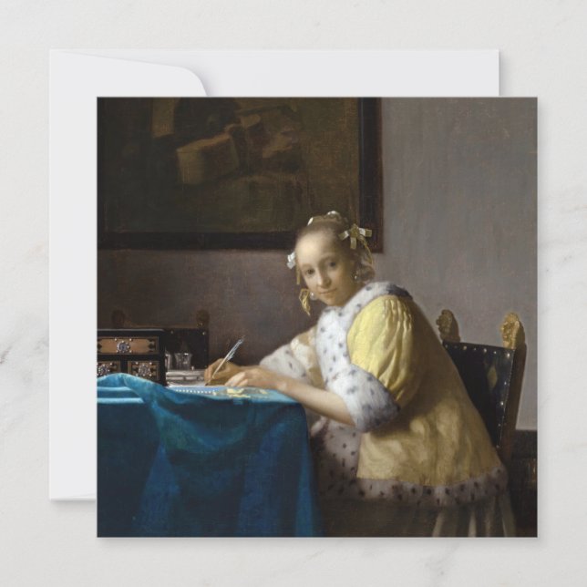 Johannes Vermeer - A Lady writing a Letter Invitation (Front)