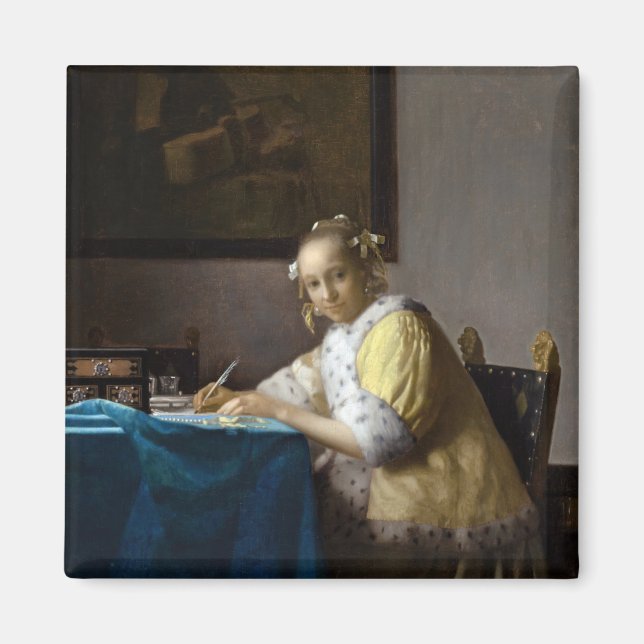 Johannes Vermeer - A Lady writing a Letter Magnet (Front)