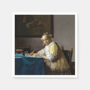 Johannes Vermeer - A Lady writing a Letter Napkin
