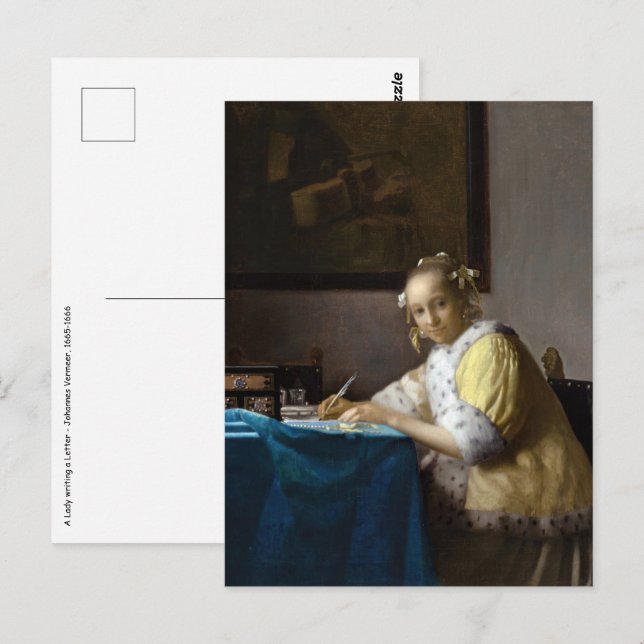 Johannes Vermeer - A Lady writing a Letter Postcard (Front/Back)