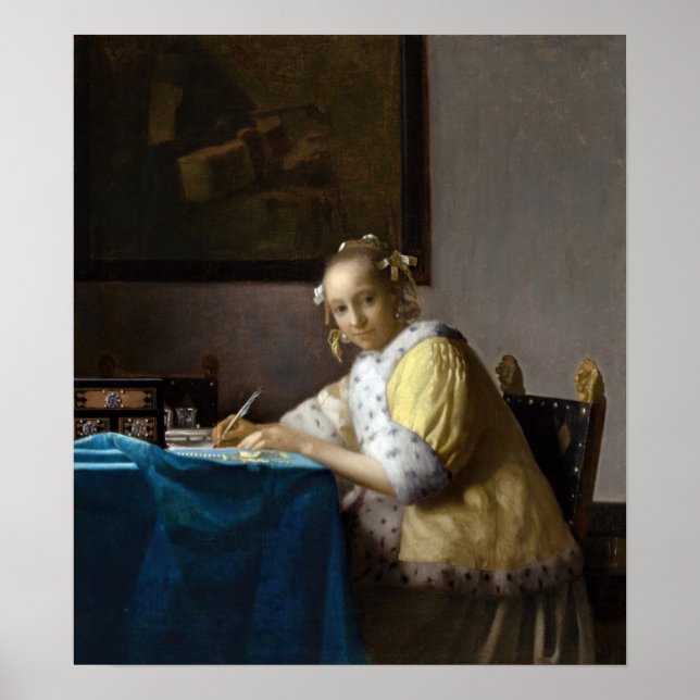 Johannes Vermeer - A Lady writing a Letter Poster (Front)