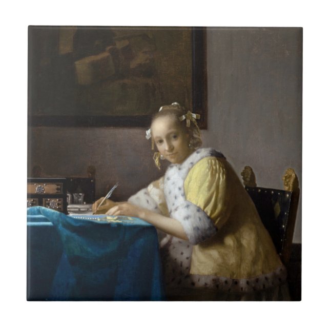 Johannes Vermeer - A Lady writing a Letter Tile (Front)