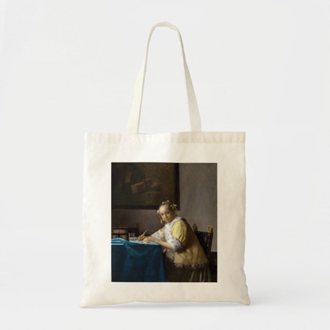 Johannes Vermeer - A Lady writing a Letter Tote Bag (Front)