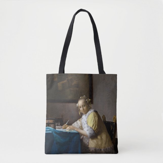 Johannes Vermeer - A Lady writing a Letter Tote Bag (Front)