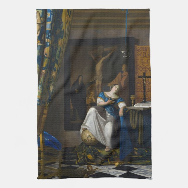Johannes Vermeer - Allegory of Faith Tea Towel (Vertical)