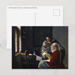 Johannes Vermeer - Girl Interrupted at Her Music Postcard