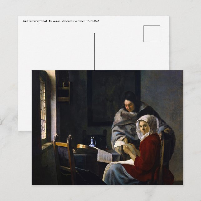 Johannes Vermeer - Girl Interrupted at Her Music Postcard (Front/Back)