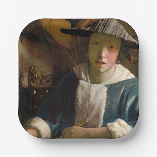 Johannes Vermeer - Girl with a Flute Paper Plate (Front)