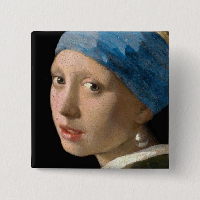 Johannes Vermeer - Girl with a Pearl Earring 15 Cm Square Badge (Front)