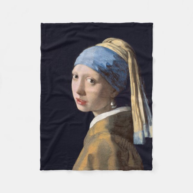 JOHANNES VERMEER - Girl with a pearl earring 1665 Fleece Blanket (Front)
