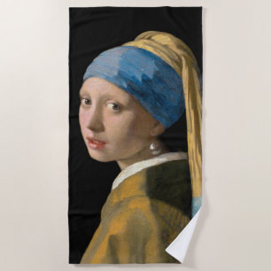Johannes Vermeer - Girl with a Pearl Earring Beach Towel