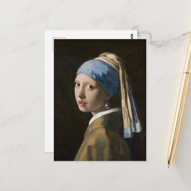 Johannes Vermeer, Girl with a Pearl Earring Postcard (Front/Back In Situ)