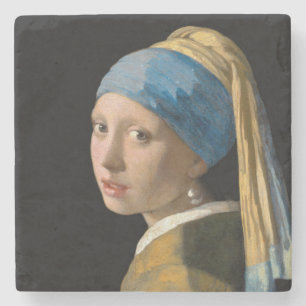 Johannes Vermeer - Girl with a Pearl Earring Stone Coaster