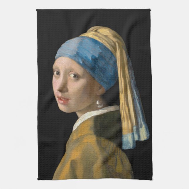 Johannes Vermeer - Girl with a Pearl Earring Tea Towel (Vertical)