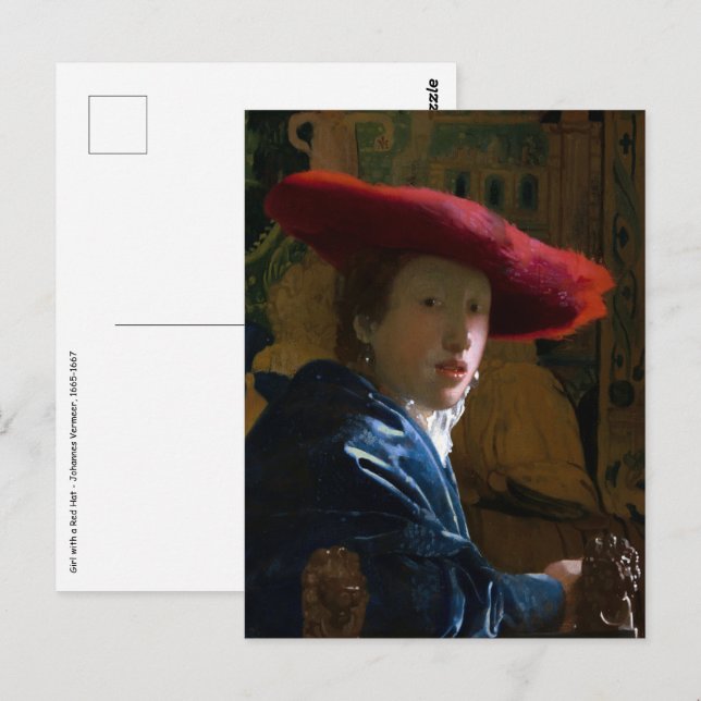 Johannes Vermeer - Girl with a Red Hat Postcard (Front/Back)