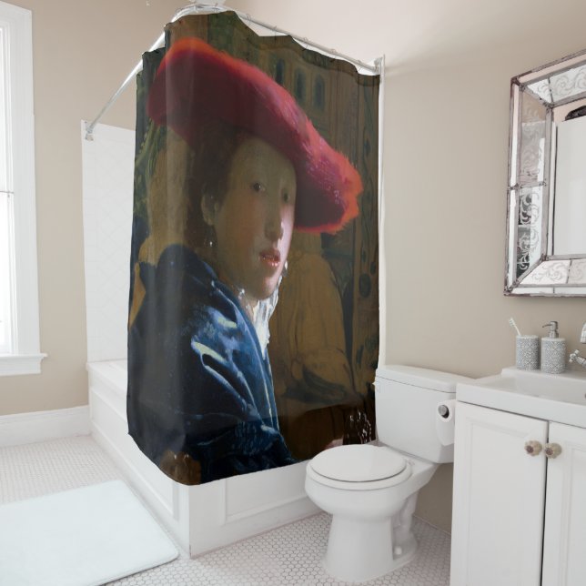 Johannes Vermeer - Girl with a Red Hat Shower Curtain (In Situ)