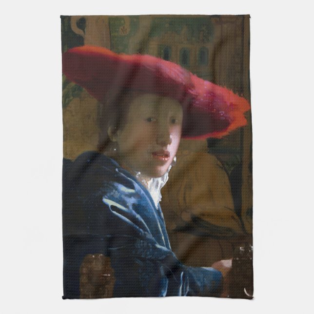 Johannes Vermeer - Girl with a Red Hat Tea Towel (Vertical)