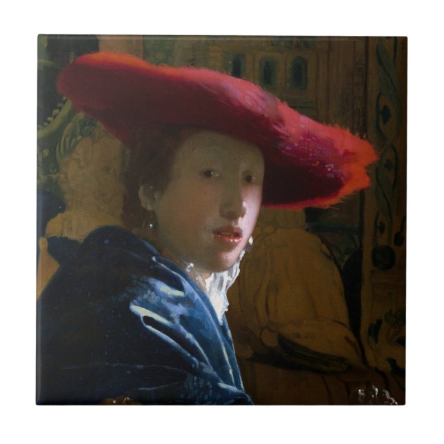 Johannes Vermeer - Girl with a Red Hat Tile (Front)