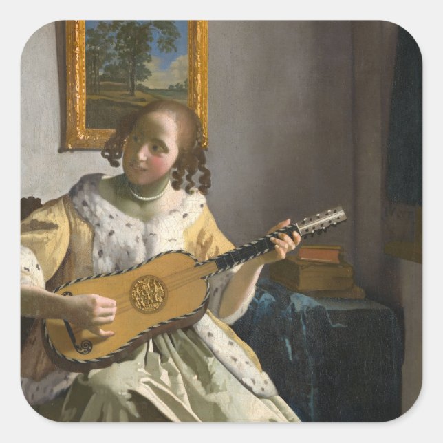 Johannes Vermeer - Guitar Player Square Sticker (Front)