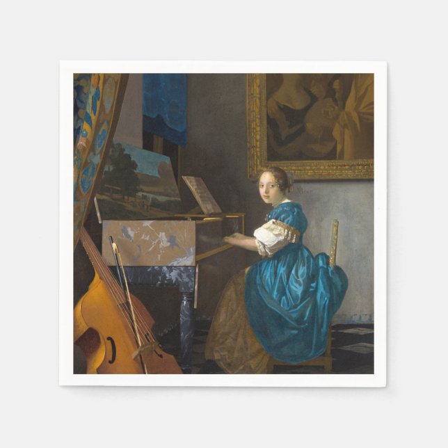 Johannes Vermeer - Lady Seated at a Virginal Napkin (Front)