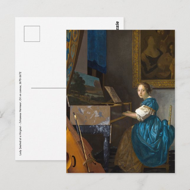 Johannes Vermeer - Lady Seated at a Virginal Postcard (Front/Back)