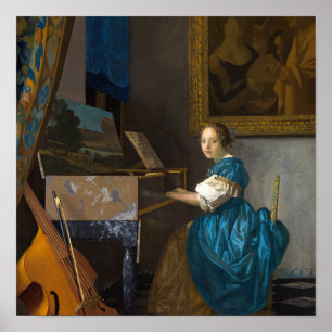Johannes Vermeer - Lady Seated at a Virginal Poster