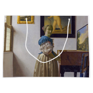 Johannes Vermeer - Lady Standing at a Virginal Large Gift Bag
