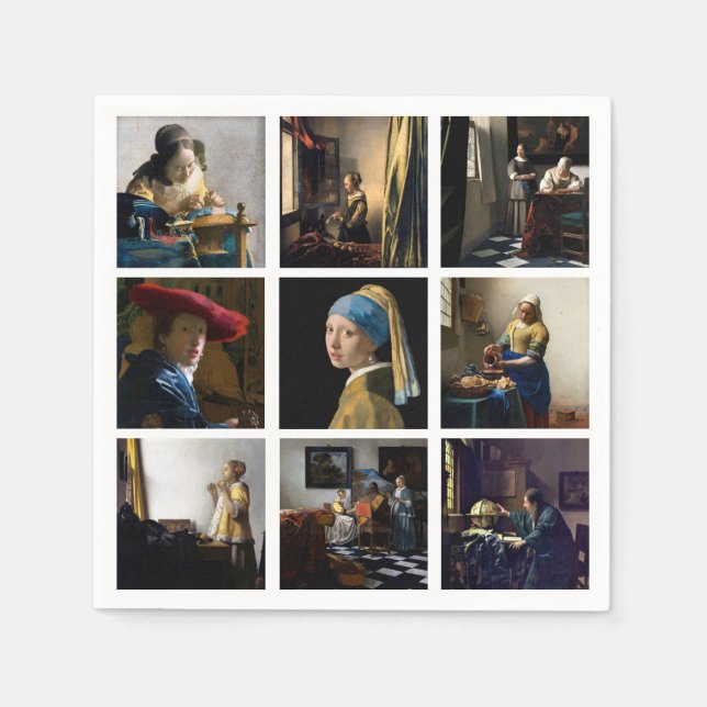 Johannes Vermeer - Masterpieces Grid Napkin (Front)