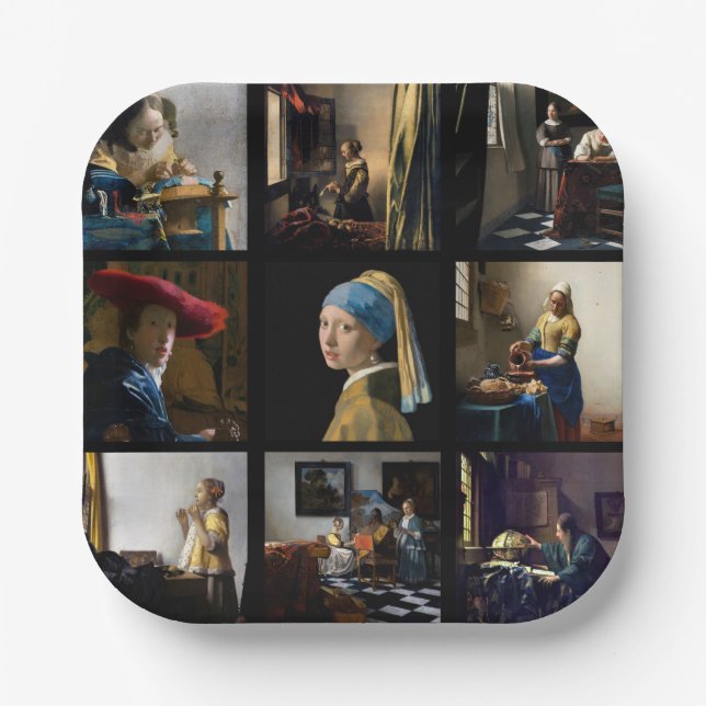 Johannes Vermeer - Masterpieces Grid Paper Plate (Front)