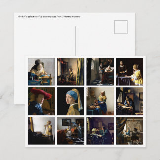 Johannes Vermeer - Masterpieces Grid Postcard