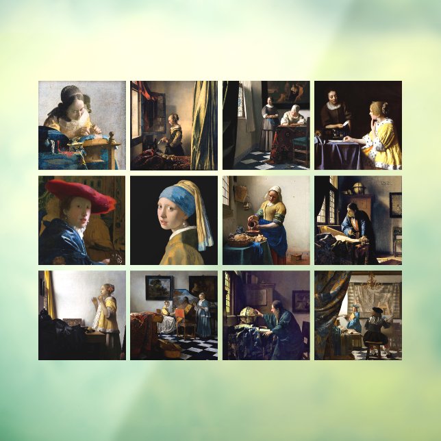 Johannes Vermeer - Masterpieces Grid Window Cling (Sheet 3)
