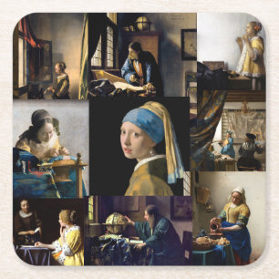 Johannes Vermeer - Masterpieces Patchwork Square Paper Coaster