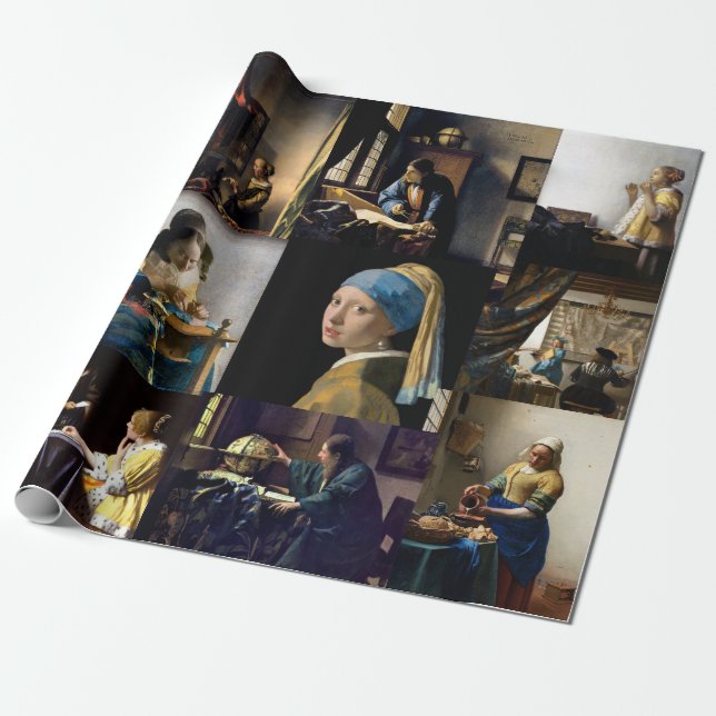 Johannes Vermeer - Masterpieces Patchwork Wrapping Paper (Unrolled)