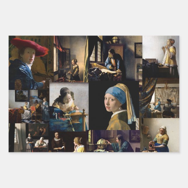 Johannes Vermeer - Masterpieces Patchwork Wrapping Paper Sheet (Front)
