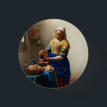 Johannes Vermeer. Milkmaid. Vintage fine art 3 Cm Round Badge<br><div class="desc">Johannes Vermeer "The Milkmaid" button.</div>
