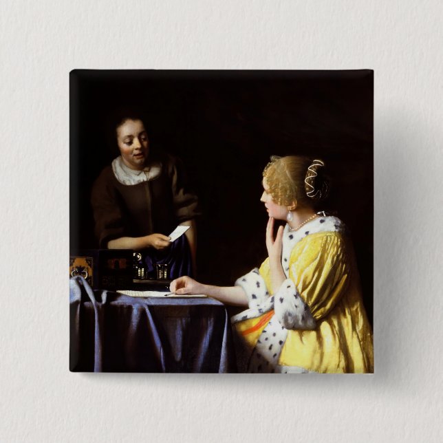 Johannes Vermeer - Mistress and Maid 15 Cm Square Badge (Front)
