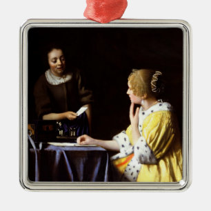 Johannes Vermeer - Mistress and Maid Metal Tree Decoration