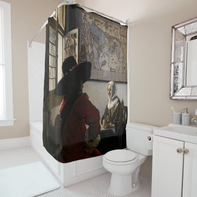 Johannes Vermeer - Officer with a Laughing Girl Shower Curtain (In Situ)
