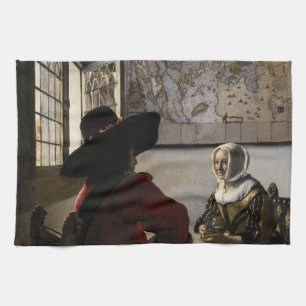 Johannes Vermeer - Officer with a Laughing Girl Tea Towel