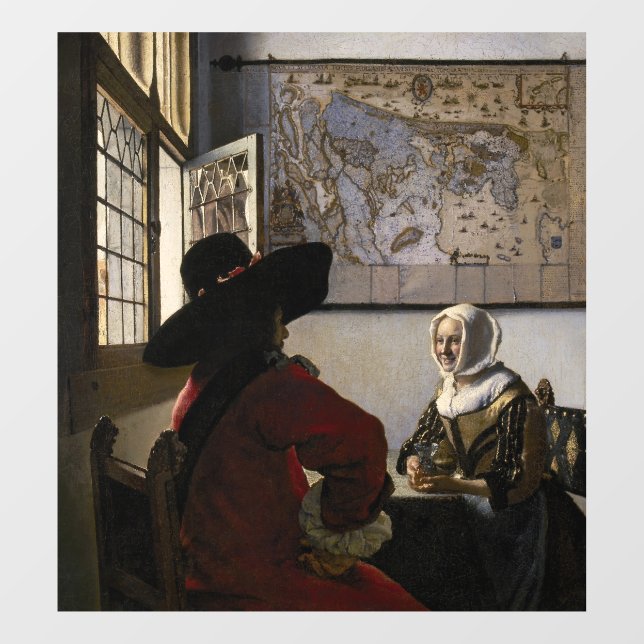 Johannes Vermeer - Officer with a Laughing Girl Window Cling (Sheet)