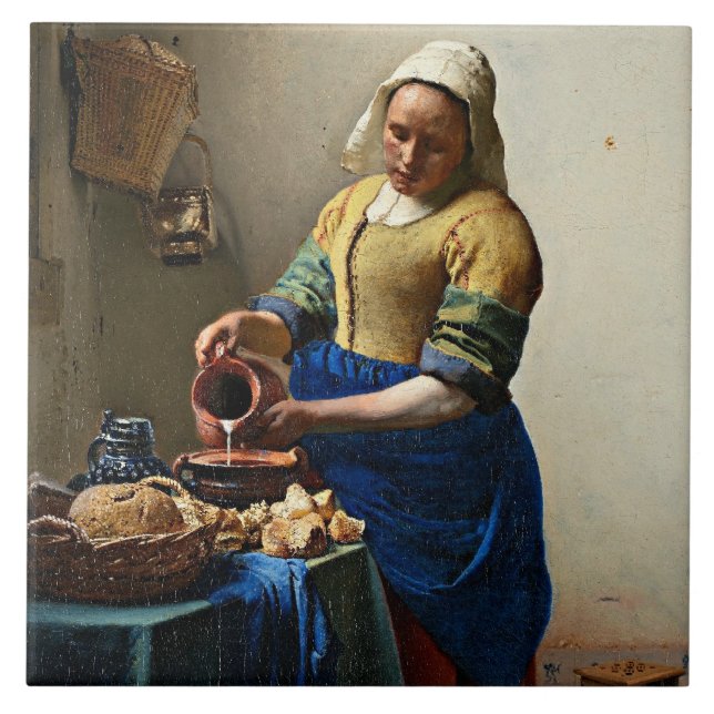 Johannes Vermeer painting, The Milkmaid Tile (Front)