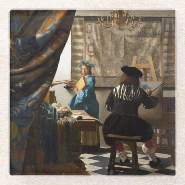 Johannes Vermeer - The Allegory of Painting Glass Coaster (Front)