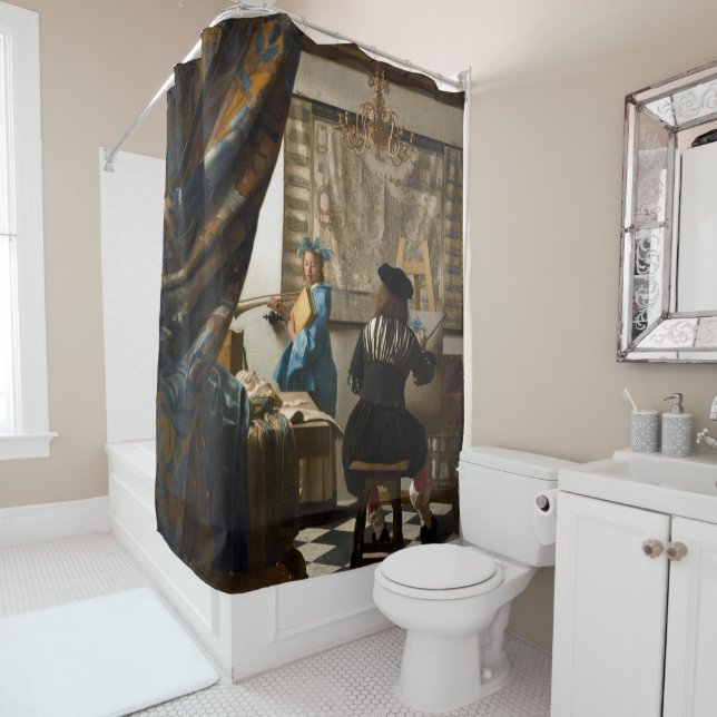 Johannes Vermeer - The Allegory of Painting Shower Curtain (In Situ)