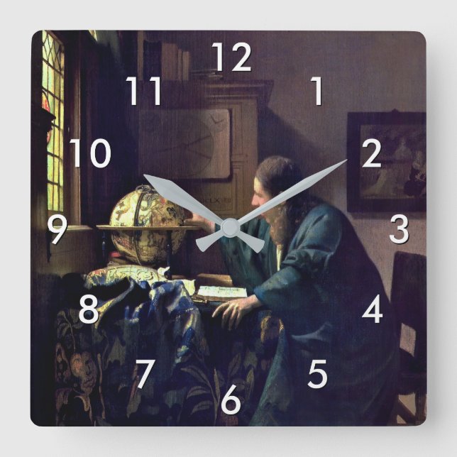 Johannes Vermeer - The Astronomer Square Wall Clock (Front)