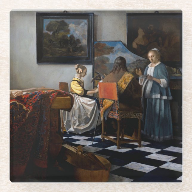 Johannes Vermeer - The Concert Glass Coaster (Front)